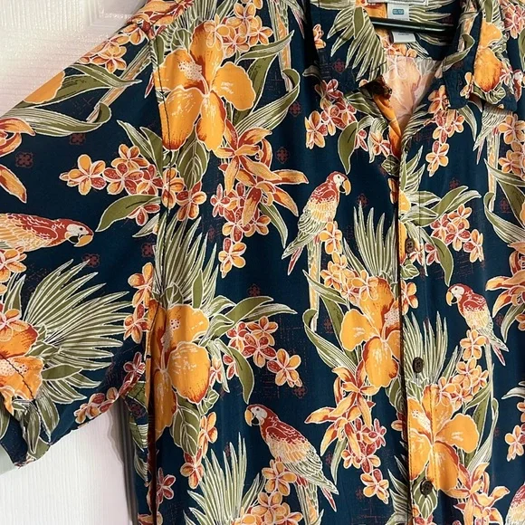 Margaritaville Mens Hawaiian Shirt Rayon Parrots Floral Tropic Jimmy Buffett - Picture 4 of 9